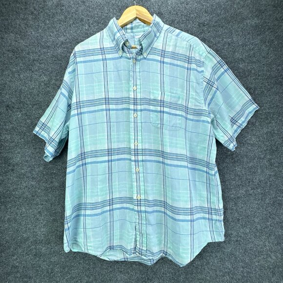 Brooks Brothers Other - Brooks Brothers Irish Linen Shirt Mens Extra Large Blue Plaid Button Down